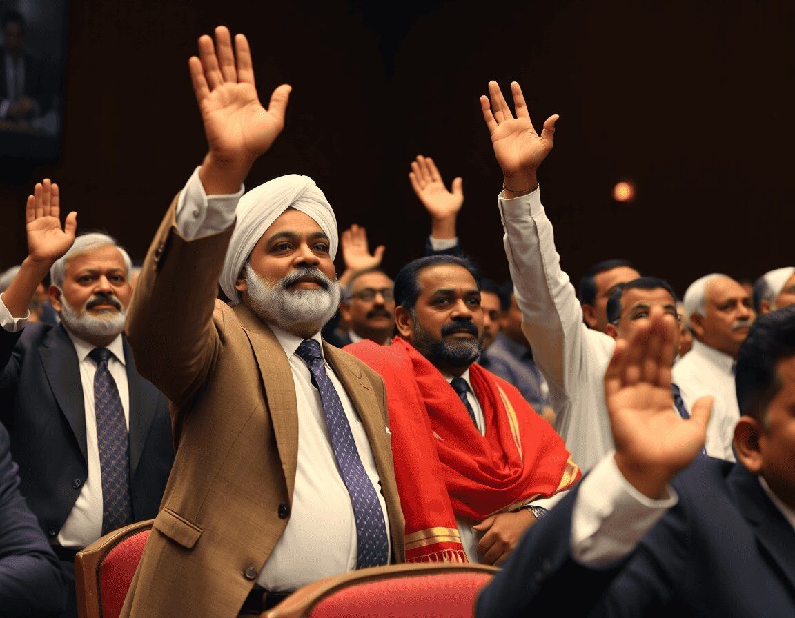 सरकारी संपत्ति नीलामी के दौरान बोली लगाते प्रतिभागी, गाजियाबाद